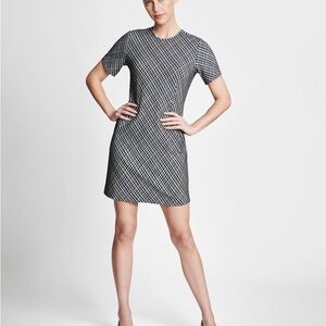 spanx ponte mini dress SPANX Ponte Jacquard Square Neck Mini Dress S / Gingham Mini Twill Pattern